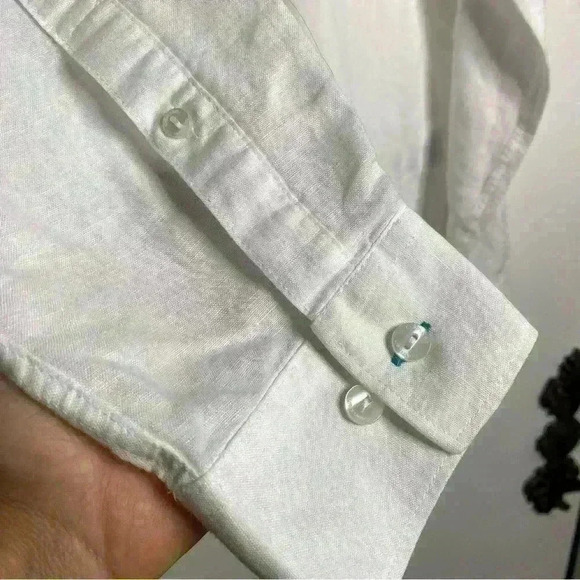 Calvin Klein white breathable linen/cotton long sleeve button down shirt-SZ-XL - Picture 5 of 10